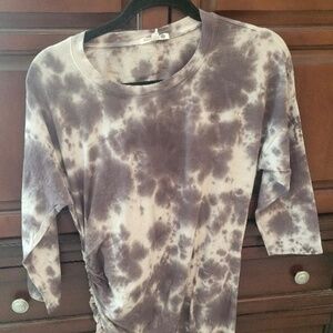 SUNDRY Women's Side Shirred Tie Dye Dress Size 1 Charcoal/White Boho Inspired